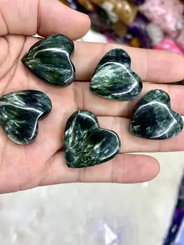  Forma de inima rusă Seraphinite (clinochlore) Naturale Bijuterii Piatră prețioasă Colier Pandantiv pentru Femei Pentru Barbati en-Gros