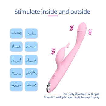  G Spot Rabbit Vibrator Realistic Dildo Vibrator Clitoridian Pentru Femei 10 Moduri de Dublu Motor bagheta Stimulator Clitoris Adult Jucarii Sexuale