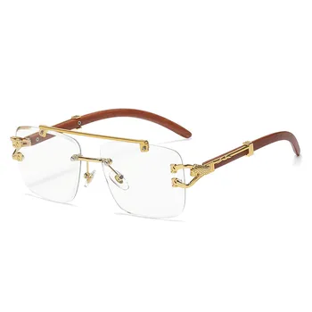  HBK Retro din Lemn de Imprimare Pătrat ochelari de Soare Femei Bărbați 2022 Brand de Lux Ochelari de Designer Pentru Barbati Leu Decor Nuante UV400