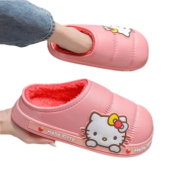  Hello Kitty Cinnamoroll Sanrio Pluș Papuci de Iarna pentru Femei Casa Mea Melodie Drăguț Păstrarea Cald Anti-Alunecare, rezistent la apa Bumbac Pantofi
