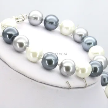  Hot nou fermecător 12MM Elegant alb negru Gri Shell Pearl Colier Moda Bijuterii de Luare de Design de Cadouri Pentru Fete Femei 18