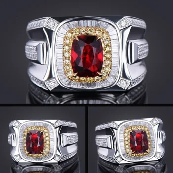  HOYON Bijuterii cu Diamante inel pentru barbati Natural De 1,5 Carat Ruby Piatră prețioasă Real 14K Aur Alb culoare pentru Femei Inele Bijuterii pentru petrecere