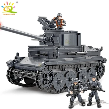  HUIQIBAO WW2 814pcs Militare de Tancuri Model Blocuri Soldat cu 3 Cifre Arma Armata Cărămizi Jucarii Pentru Copii Băiat