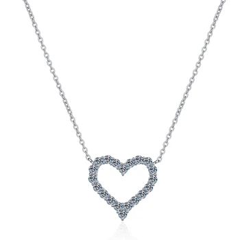  IOGOU Argint 925 0.30 ct-2.0 ct Moissanite Colier Fashion in forma de Inima Halo Piatră Colier Bijuterii Cadouri Pentru Femei
