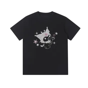  Kawaii Sanrio T-shirt Diamant Strălucitor Anime Kuromi Maneca Scurta Alb Negru Cuplu Purta Student Violet Top Vrac Cadou pentru Fete