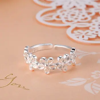  Moda femei drăguț doamna floare drăguț frumoase bijuterii inel de argint inele de culoare elegant stil retro petrecere de nunta, cadou FIERBINTE de VÂNZARE