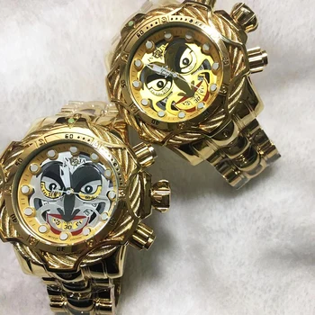  Noi frânghie din oțel clovn otel curea bărbați cuarț ceas de aur de moda casual, Europene și Americane de bijuterii cuplu cadouri