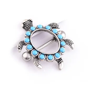  Nou albastru turcoaz turtle biberon inel simplu femei body piercing accesorii cel mai bun de vânzare en-gros