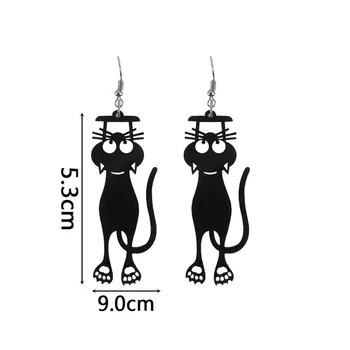  Nou Gol Negru Pisică Cercei Pandantiv pentru Femei, Adolescenti Rece Acrilice Geometrice Animal de Moda Y2k Accesorii Drăguț Cercei Bijuterii