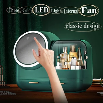  Noua Lampă cu LED-uri produse Cosmetice Cutie de Depozitare produse Cosmetice de Lux Cutie de Depozitare Bijuterii lac de Unghii Machiaj Sertar Organizator Desktop Frumusețea Caz