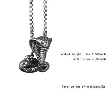  Noul Exagerat de Groază Cobra Pandantiv Colier pentru Bărbați Moda Cristal Incrustate Metal Pandantiv Accesoriu de Petrecere Bijuterii