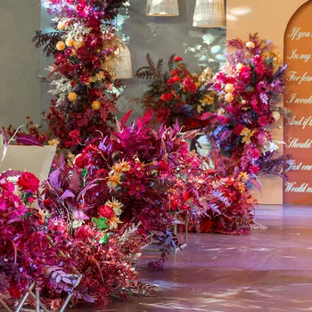  Nunta personalizate drum duce flori rând de nunta etapa de etapa T de bun venit zonă de flori decorative scena layout simulare de flori