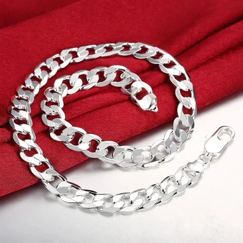  Oferta speciala 925 Sterling de Argint colier pentru bărbați clasice 12MM lanț de 18-30 cm fine brand de Moda bijuterii de petrecere, cadou de nunta