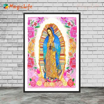 Our Lady Of Guadalupe Catolică Printuri De Arta Maria, Mama Înger Păzitor Arta De Perete Panza Pictura De Origine Mexicană Decor Printuri