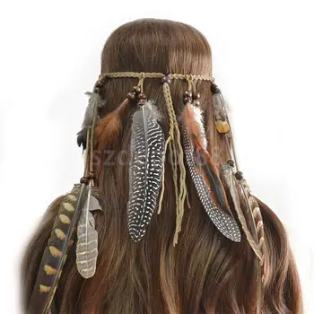  Pene Coarda Păr Frizură Hippie Indian Forma De Pene De Bentita Boho Țese