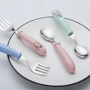  Pentru copii de înaltă calitate set tacamuri inox pentru copii toddler cină alimente pentru sugari hrănire lingură și furculiță set