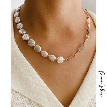  Peri ' sbox franceză Elegantă în stil Baroc Imitație Pearl Lanț Coliere Pentru Femei de Culoare de Aur Despicare Agrafă de birou Lanț Colier de Perle