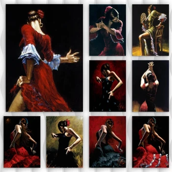  Picturi În Ulei Fabian Perez Dansator De Flamenco Poster Pictura Tablou Canvas Wall Art Decor Acasă