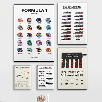  Pilotii de Formula 1 Căști de protecție F1 Masina de Curse de Curse de Lumini Poster Panza Pictura Arta de Perete Imaginile pentru Camera de zi de Decorare Acasă