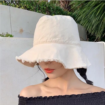  Primavara-Vara Ciucure Cozoroc Pălărie Găleată Femei Din Bumbac Pliabil Portabil Beach Turism Capac Doamnelor În Aer Liber Panama Capace De Pălării De Soare