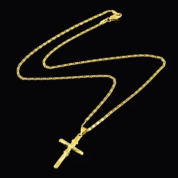  Pur de înaltă calitate de culoare de aur farmec Cruce pandantiv coliere pentru femei Barbati 24K aur galben umplut coliere bijuterii de nunta