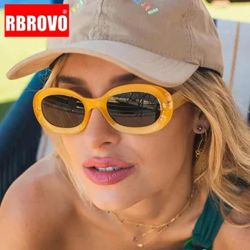  RBROVO 2022 Retro Orange ochelari de Soare pentru Femei Brand Designer de Ochelari Femei/Bărbați Rotund Ochelari de Soare Femei Balamale Metalice Ovale Nuante