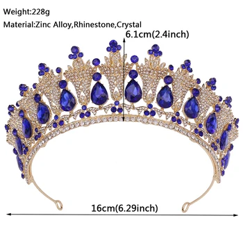  Red Crystal Crown Nunta Mireasa Diademe și Coroane pentru Femei Păr Accesorii de Par Stras Bijuterii Mireasa Petrecerea Caciulita