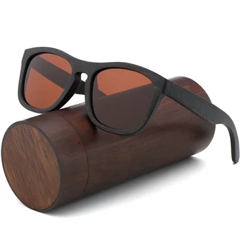  Retro bărbați ochelari de soare polarizat femei lemn Negru Copii Cupluri ochelari de soare manual UV400 Cu cutie de lemn de bambus