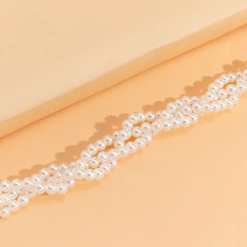  Retro Multistrat Țesute Imitație Pearl Colier Bijuterii stil Baroc Metal Răsucire Lanț pentru Femei Petrecerea de Nunta Vintage Guler Cadouri