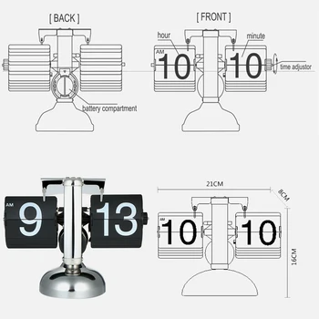  Retro Scară Ceas De Masa Retro Flip Peste Ceas Din Oțel Inoxidabil Flip Dințată Acționată De Cuarț Decor De Birou Ceasuri Electrice