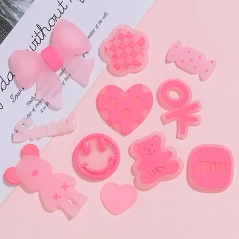  Rășină de Desene animate Rășină funda roz Inima desene animate Paster 10buc/lot Pentru a Face Bijuterii DIY Accesorii Șirag de mărgele Brățară en-Gros
