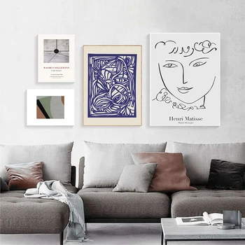 Scandinave Abstratc Linie de Imagine Decor Acasă franceză Opere de artă Panza Pictura lui Matisse Arta de Perete Postere și de Imprimare pentru Camera de zi