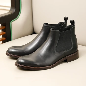  Sipriks Brand de Lux 2022 Primăvară Chelsea Cizme Barbati Maro din Piele Glezna Pantofi Slip-on de Cauciuc Unic Boot Business Casual