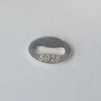  Solid 925 Sterling De Argint Colier Oval End Tag Conector Șirag De Mărgele