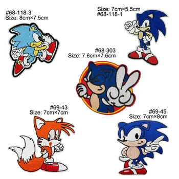  Sonic jocuri anime pânză Patch Patch-uri Brodate Pentru Îmbrăcăminte de Fier Pe Patch-uri de Pe Haine Patch-uri DIY Decorare de Îmbrăcăminte de Îmbrăcăminte