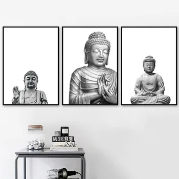  Statuia Lui Buddha Shakyamuni De Perete De Arta Canvas Tablou Alb Negru Nordic Postere Si Printuri Poze De Perete Pentru Camera De Zi Decor De Perete