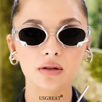  Steampunk Punk Șarpe Dreptunghi ochelari de Soare Pentru Femei Barbati Rame Mici de Decorare Ochelari de Soare de Brand Designer de Ochelari UV400 Nuante