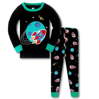  Sărituri de Metri lungime Maneca Copii Pijamale de Toamnă de Primăvară Copii Baieti Pijamale Rachete de Imprimare de Moda pentru Copii în Costume, Haine de Noapte
