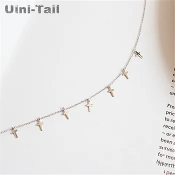  Uini-Coada 2019 nouă listă 925 argint Tibetan cruce colier moda simplu valul fluxului sens nișă design colier scurt ED383