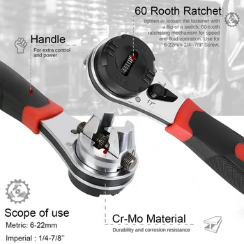  Unelte de mână Chei 6-22mm Cheie dinamometrică Reglabilă cu Clichet Soclu se Ocupe de Țevi de Reparații Auto Mecanic Multi-tool