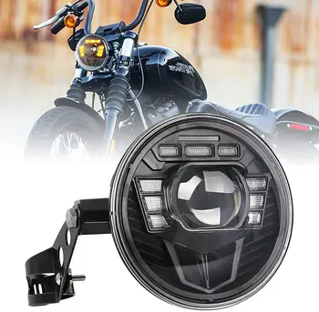  Universal Motocicleta Faruri de 7 inch Led Faruri cu Suport de Prindere Alb/Ambră DRL Hi/Low Beam pentru Harley-Honda-Suzuki