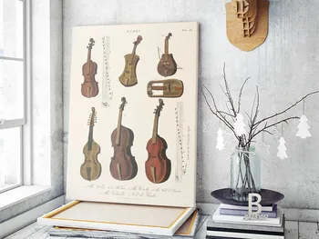  Vintage Instrumente Muzicale de Epocă Vioara Viola Violoncelul Colecție de Postere si Printuri Retro de Perete de Arta Canvas Tablou Decor Acasă