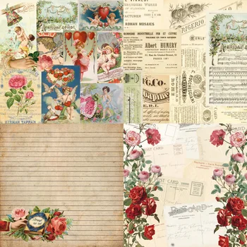  Vintage Lamour Angel Rose Floare cu Model de Hârtie de Ambalaj DIY Scrapbooking Manual Material Ambarcațiuni de Hârtie de Fundal Pad Card