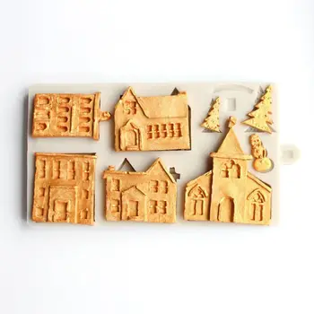  Crăciun 3D Casa Silicon Mucegai Tort Fondant Instrumente de Decorare Ciocolata Ipsos Sugarcraft Bicarbonat de Mucegai