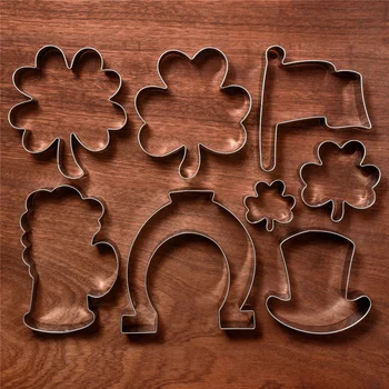  KENIAO St. Patrick ' s Day Cookie-Cutter - Set 8 PC - Trifoi, Pavilion, Potcoavă, Top Hat - Biscuit Pâine Matrite - Oțel Inoxidabil