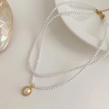 New Vintage Baroc Pearl Imitație Clavicula Lanț pentru Femei Petrecerea de Nunta Bijuterii Accesorii Chic Strat Dublu Colier de Perle