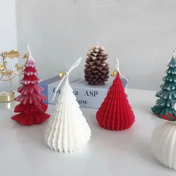  Pomul De Crăciun De Hârtie Pliere Model Copac Mucegai Lumânare Cu Miros De Mucegai Silicon Creative Lumânare De A Face Provizii De Decorare Tort