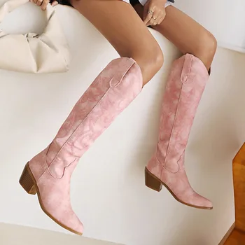 Arenă la fel Oxid  Roz Vest Cizme De Cowboy Pentru Femei Pană La Genunchi Cizme Înalte Tocuri  Indesata Subliniat Toe Cavaler Cizme Pantofi 2022 Noi Botas Femininas  cumpara online < Pantofi pentru femei | Taxizalau.ro